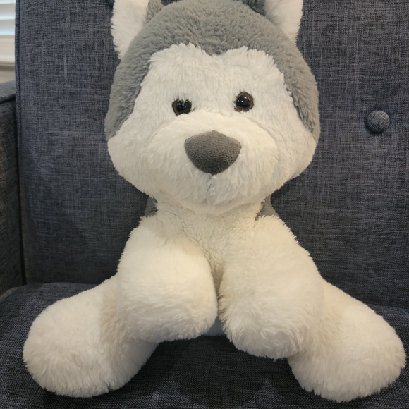Plush Husky Dog Toy - Gray and White - Picture 1 of 3